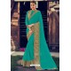 Turquoise Designer Party Wear Chiffon Sari