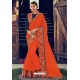 Orange Designer Party Wear Chiffon Sari