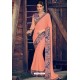 Peach Designer Party Wear Chiffon Sari