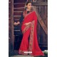 Crimson Designer Party Wear Georgette Sari