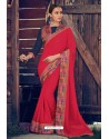 Crimson Designer Party Wear Georgette Sari