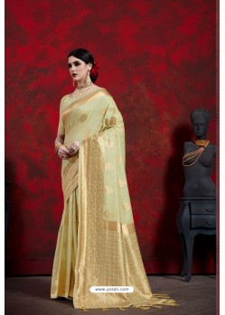 Khaki Designer Linen Art Silk Traditional Wear Sari