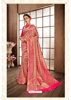 Fuchsia Designer Banarasi Silk Classic Wear Sari