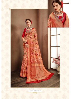 Red Designer Banarasi Silk Classic Wear Sari