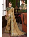 Camel Traditional Designer Embroidered Sari