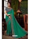 Aqua Mint Traditional Designer Embroidered Sari