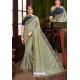 Aqua Grey Traditional Designer Embroidered Sari