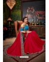 Crimson Traditional Designer Embroidered Sari