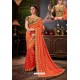 Orange Traditional Designer Embroidered Sari