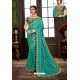 Turquoise Traditional Designer Embroidered Sari