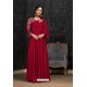 Maroon Glowing Georgette Embroidered Kurti