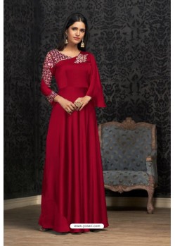 Maroon Glowing Georgette Embroidered Kurti