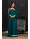 Teal Blue Glowing Georgette Embroidered Kurti