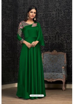 Dark Green Glowing Georgette Embroidered Kurti