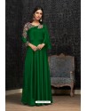 Dark Green Glowing Georgette Embroidered Kurti