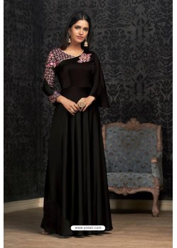 Black Glowing Georgette Embroidered Kurti