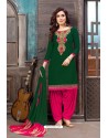 Dark Green Designer Embroidered Punjabi Patiala Suit