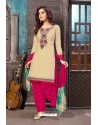 Light Beige Designer Embroidered Punjabi Patiala Suit