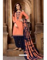 Light Orange Designer Embroidered Punjabi Patiala Suit