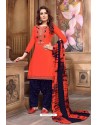 Orange Designer Embroidered Punjabi Patiala Suit