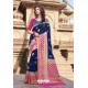 Navy Blue Designer Party Wear Nylon Art Silk Sari