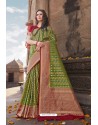 Green Designer Party Wear Nylon Art Silk Sari