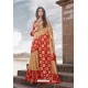 Beige Designer Party Wear Nylon Art Silk Sari