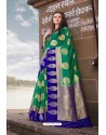 Forest Green Designer Party Wear Nylon Art Silk Sari