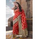 Red Designer Party Wear Nylon Art Silk Sari