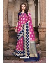 Magenta Designer Party Wear Nylon Art Silk Sari