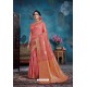 Peach Designer Party Wear Linen Art Silk Sari