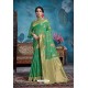 Jade Green Designer Party Wear Linen Art Silk Sari