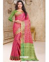 Hot Pink Designer Party Wear Patola Silk Sari