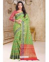 Green Designer Party Wear Patola Silk Sari