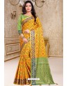 Yellow Designer Party Wear Patola Silk Sari