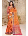 Orange Designer Party Wear Patola Silk Sari