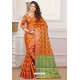 Orange Designer Party Wear Patola Silk Sari