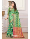 Green Designer Party Wear Patola Silk Sari