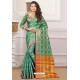 Teal Designer Party Wear Patola Silk Sari