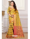 Yellow Designer Party Wear Patola Silk Sari