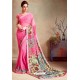 Hot Pink Designer Printed Casual Georgette Sari