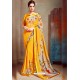 Yellow Designer Printed Casual Georgette Sari