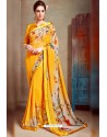 Yellow Designer Printed Casual Georgette Sari