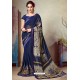 Navy Blue Designer Printed Casual Georgette Sari