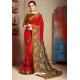 Red Designer Printed Casual Georgette Sari