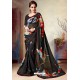 Black Designer Printed Casual Georgette Sari