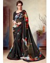 Black Designer Printed Casual Georgette Sari