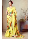 Lemon Designer Printed Casual Georgette Sari