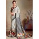 White Designer Printed Casual Georgette Sari