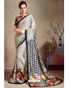 White Designer Printed Casual Georgette Sari